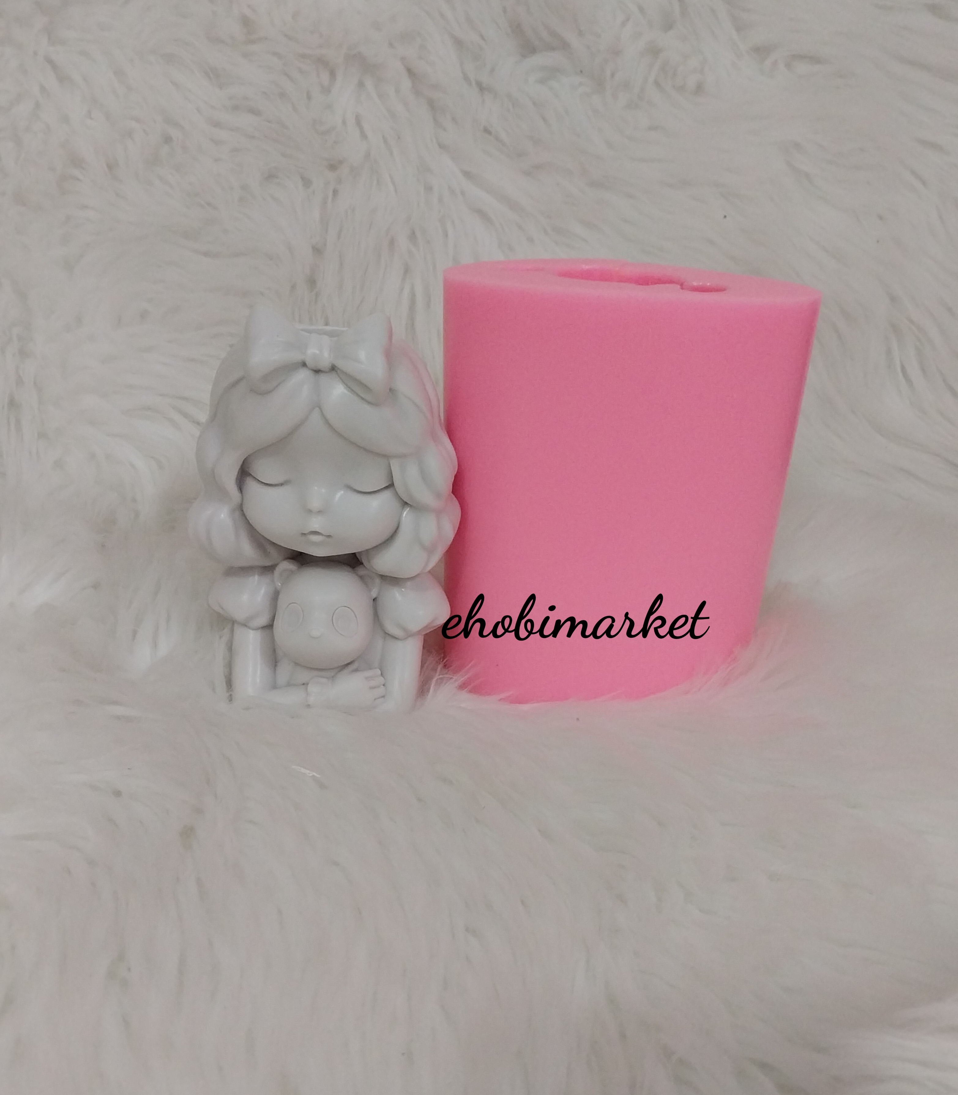 Ayicikli kiz saksi silikon kalip