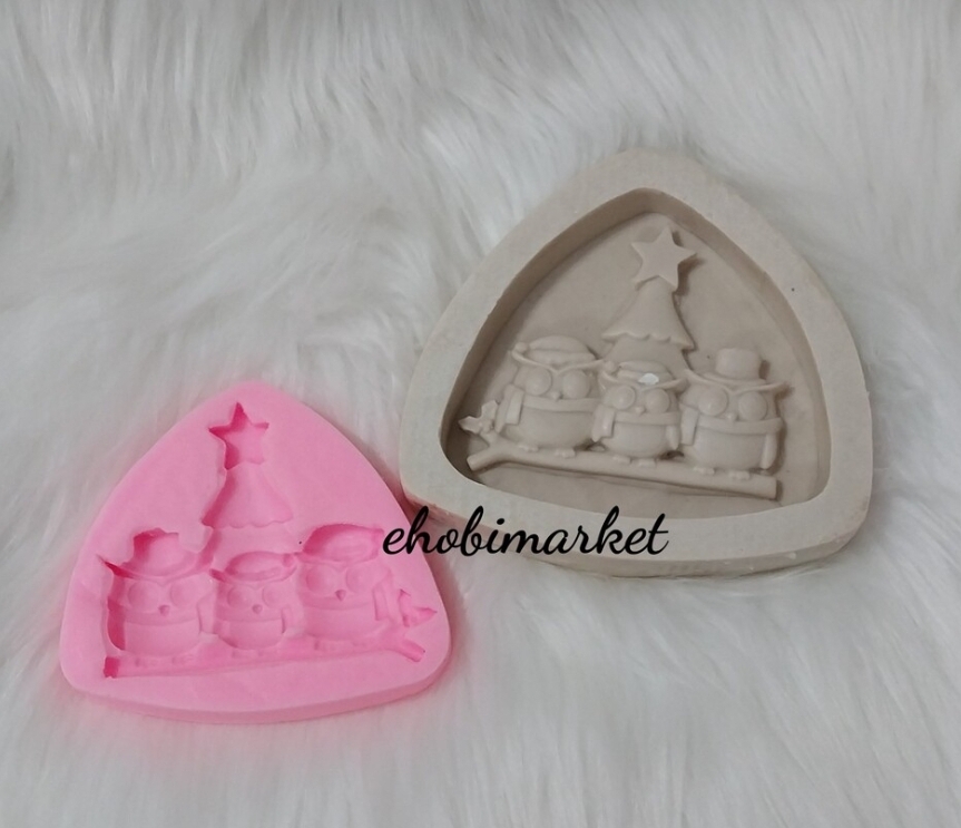 Noel üçlü baykuşlar silikon kalip