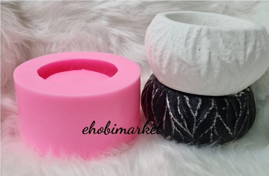 Desenli büyük saksı silikon kalip