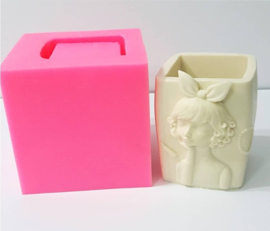 Kiz model saksi kalemlik silikon kalip